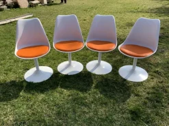 Pamono Orange Tulip Swivel Chairs attributed to Eero Saarinen & Knoll, 1956, Set of 4 Discount