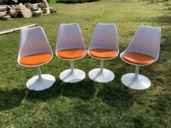 Pamono Orange Tulip Swivel Chairs attributed to Eero Saarinen & Knoll, 1956, Set of 4 Discount