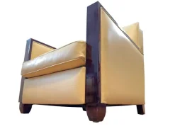 Pamono Original Art Deco Leather Sofa and Amrchairs, 1930s, Set of 3 Best