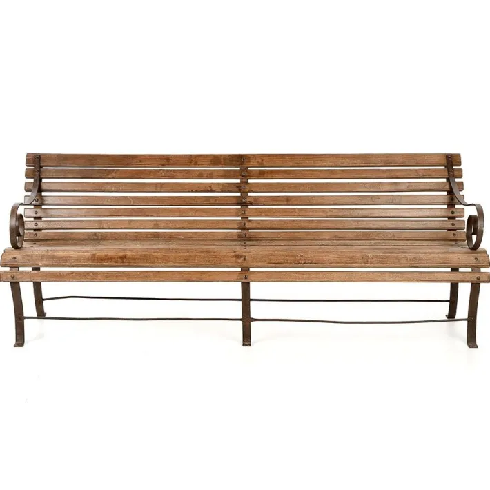 Pamono Outdoor Bench in Solid Wood and Iron