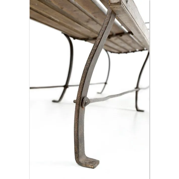 Pamono Outdoor Bench in Solid Wood and Iron