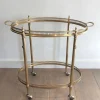 Pamono Oval Brass Rolling Table with Removable Top by Maison Jansen Sale