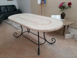 Pamono Oval Rubino Marble Mosaic Table from Egram Hot