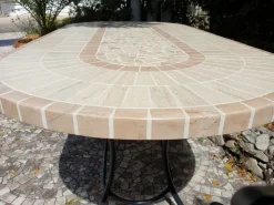 Pamono Oval Rubino Marble Mosaic Table from Egram Hot