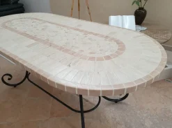 Pamono Oval Rubino Marble Mosaic Table from Egram Hot