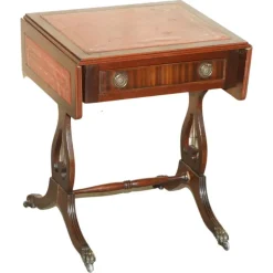 Pamono Oxblood Leather Extending Games Table from Bevan Funnell Outlet