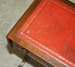 Pamono Oxblood Leather Extending Games Table from Bevan Funnell Outlet