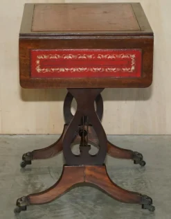 Pamono Oxblood Leather Extending Games Table from Bevan Funnell Outlet