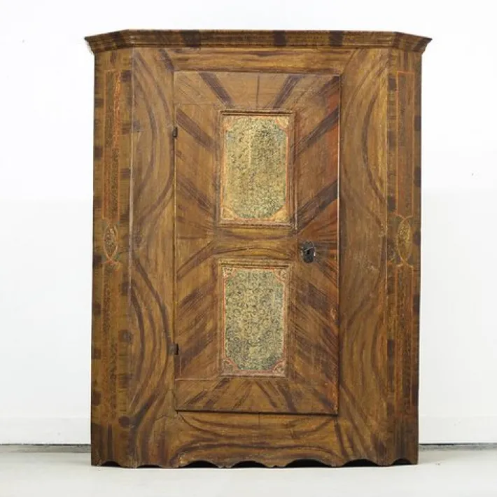 Pamono Painted Folk Art Bridal Cupboard Hot