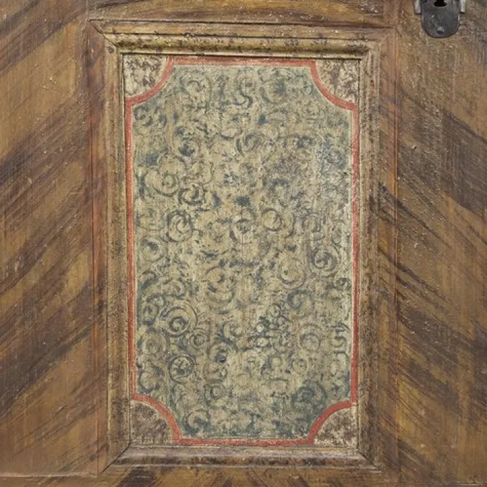 Pamono Painted Folk Art Bridal Cupboard Hot