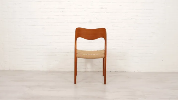 Pamono Papercord & Teak Model 71 Dining Chair by Niels Otto Møller for J.L. Møllers, 1960s Best
