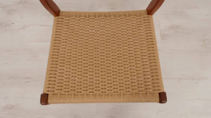 Pamono Papercord & Teak Model 71 Dining Chair by Niels Otto Møller for J.L. Møllers, 1960s Best