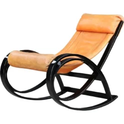 Pamono Patinated Cognac Leather Sgarsul Rocking Chair by Gae Aulenti for Poltronova, 1960s Online