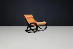 Pamono Patinated Cognac Leather Sgarsul Rocking Chair by Gae Aulenti for Poltronova, 1960s Online