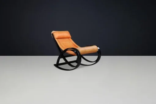 Pamono Patinated Cognac Leather Sgarsul Rocking Chair by Gae Aulenti for Poltronova, 1960s Online