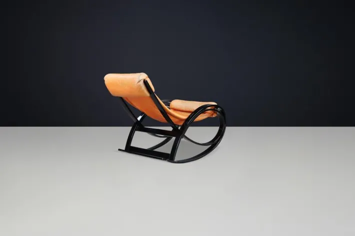 Pamono Patinated Cognac Leather Sgarsul Rocking Chair by Gae Aulenti for Poltronova, 1960s Online