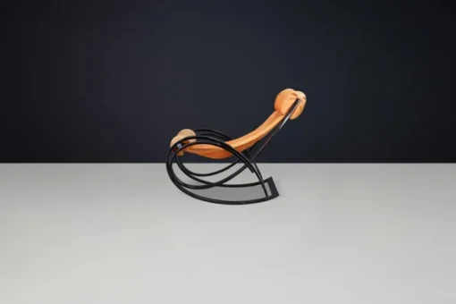 Pamono Patinated Cognac Leather Sgarsul Rocking Chair by Gae Aulenti for Poltronova, 1960s Online