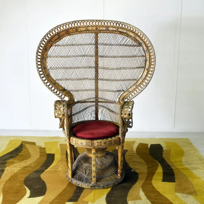 Pamono Peacock Chair in Rattan and Wicker, 1974 Discount