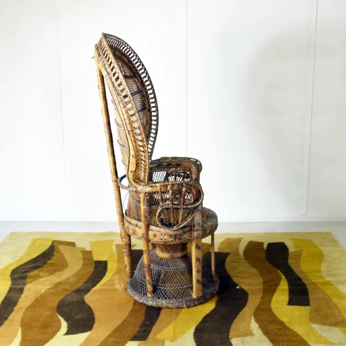 Pamono Peacock Chair in Rattan and Wicker, 1974 Discount