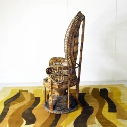 Pamono Peacock Chair in Rattan and Wicker, 1974 Discount