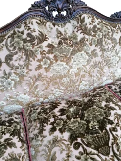 Pamono Piedmontese Baroque Style Sofa and Armchairs in Hand-Carved Wood and Damask Velvet, 1950s, Set of 3 Hot