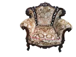 Pamono Piedmontese Baroque Style Sofa and Armchairs in Hand-Carved Wood and Damask Velvet, 1950s, Set of 3 Hot
