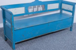 Pamono Pine Box Bench in Blue and White Color, 1910 Hot