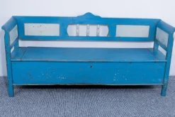 Pamono Pine Box Bench in Blue and White Color, 1910 Hot