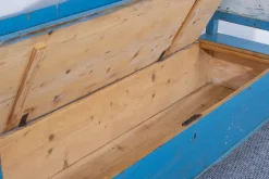 Pamono Pine Box Bench in Blue and White Color, 1910 Hot