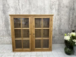 Pamono Pine Glazed Wall Mounted Cabinet, 1920s