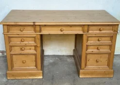 Pamono Pine Ministers Desk with 9 Drawers Clearance