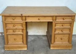 Pamono Pine Ministers Desk with 9 Drawers Clearance