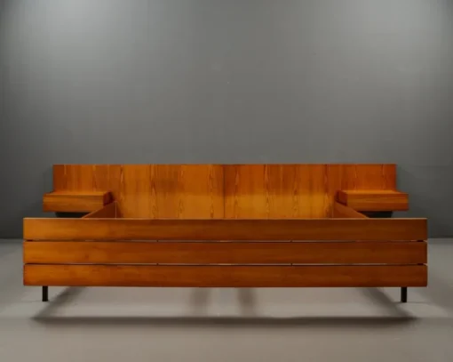 Pamono Pinewood Double Bed, Germany, 1950s Sale