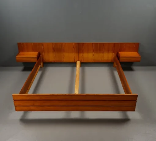 Pamono Pinewood Double Bed, Germany, 1950s Sale