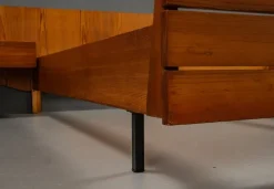 Pamono Pinewood Double Bed, Germany, 1950s Sale