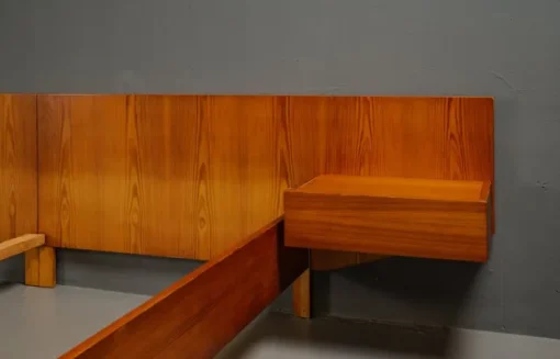 Pamono Pinewood Double Bed, Germany, 1950s Sale