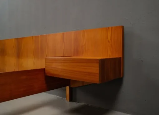 Pamono Pinewood Double Bed, Germany, 1950s Sale