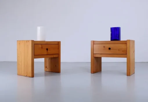 Pamono Pinewood Nightstands from Charlotte Perriand, 1970s, Set of 2 Online