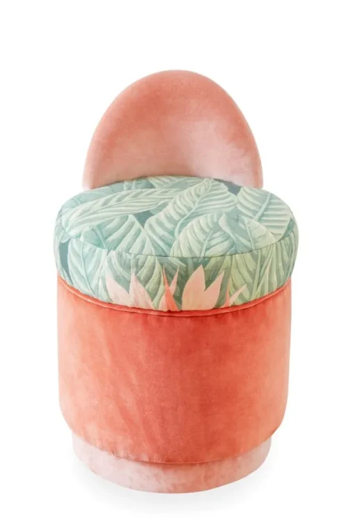 Pamono Pink Bedroom Vanity with Velvet Pouf, Set of 2