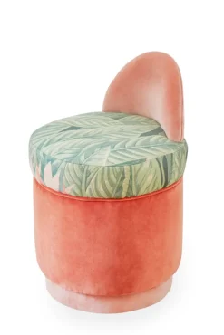 Pamono Pink Bedroom Vanity with Velvet Pouf, Set of 2