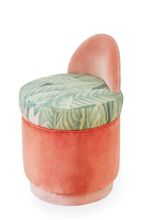 Pamono Pink Bedroom Vanity with Velvet Pouf, Set of 2