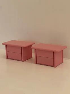 Pamono Pink Lacquered Wooden Bedside Tables, 1980s, Set of 2 Hot