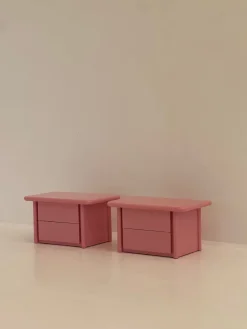 Pamono Pink Lacquered Wooden Bedside Tables, 1980s, Set of 2 Hot