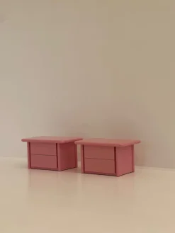 Pamono Pink Lacquered Wooden Bedside Tables, 1980s, Set of 2 Hot