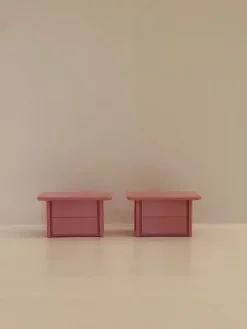 Pamono Pink Lacquered Wooden Bedside Tables, 1980s, Set of 2 Hot