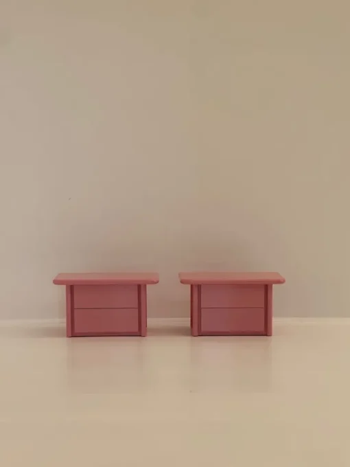 Pamono Pink Lacquered Wooden Bedside Tables, 1980s, Set of 2 Hot
