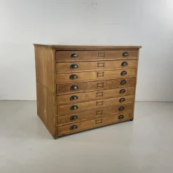 Pamono Plan Chest with Brass Cup Handles, 1930s Best
