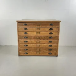 Pamono Plan Chest with Brass Cup Handles, 1930s Best