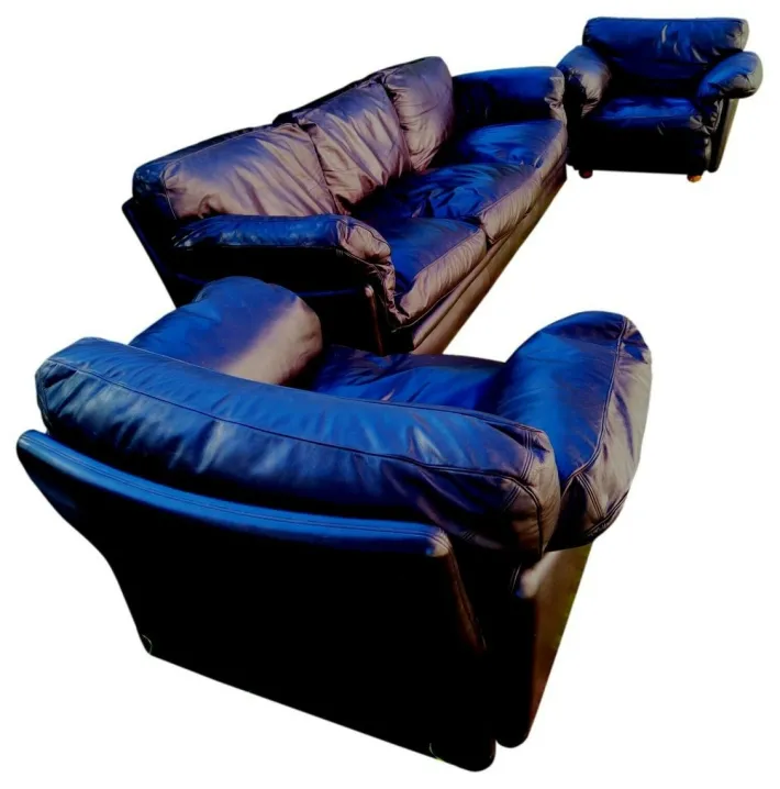 Pamono Poppy Sofa and Armchairs by Tito Agnoli for Poltrona Frau, 1974, Set of 3 Hot