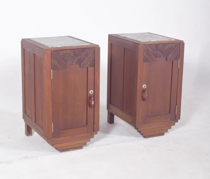 Pamono Portuguese Art Deco Bedside Tables, 1920, Set of 3 Online